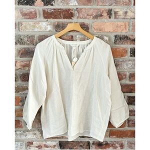 Part Two Nidine PW 100% Linen Blouse Top Shirt Whitecap Gray, NWT